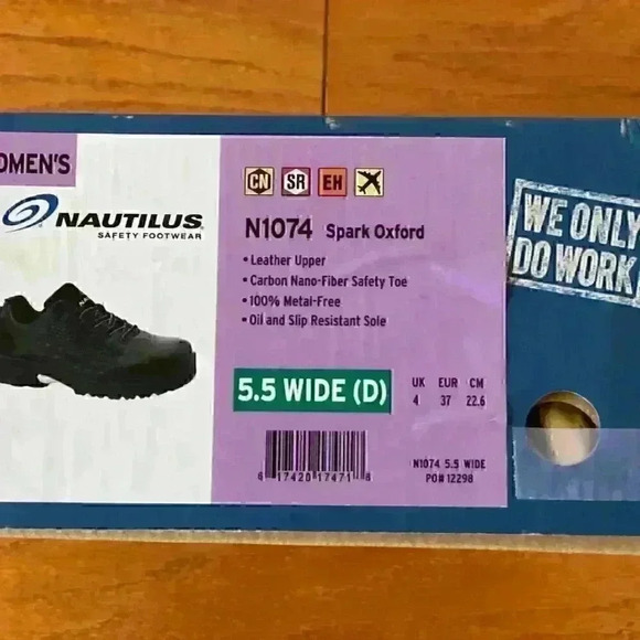 Nautilus Safety Footwear Spark CT Spark Oxford Women,s Black 5.5 - Wide N1074 - Picture 7 of 7